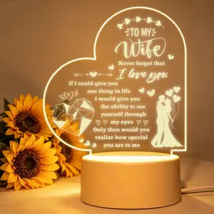 Wife Sentimental Night Light - "I Love You" Acrylic LED Bedside Lamp, Romantic Gift for Wife