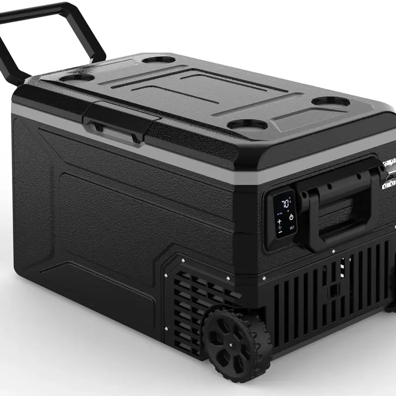 Antarctic Star Dual Zone Portable Car Mini Fridge - 12/24V DC & 100-240V AC, Multi-Size 42/53/68QT Beverage Cooler with Wheels+Handle, 45W Eco Mode, 43dB Quiet Run, Advanced Compressor Tech, Insulated Shell, Fast Cooling to -4°F~68°F, for Camping, Travel