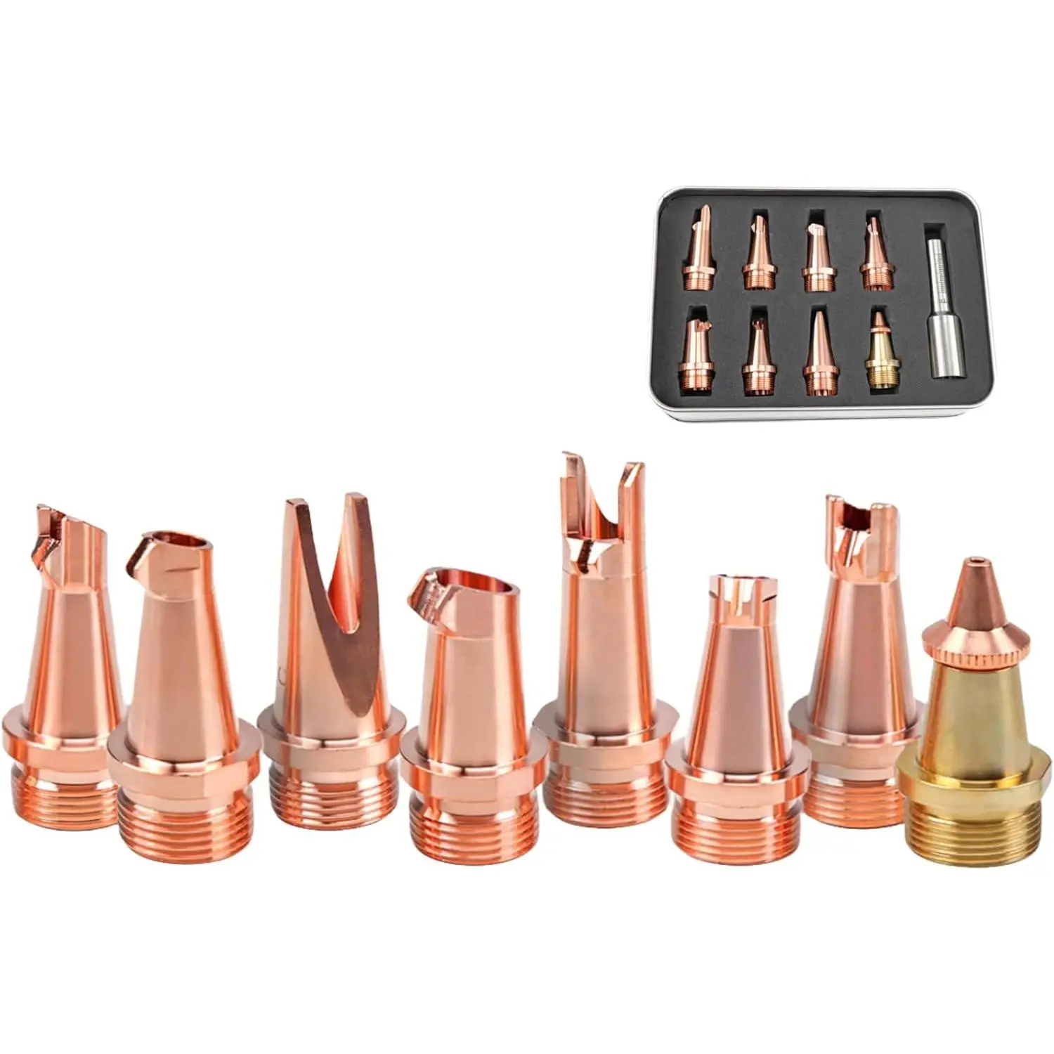 Laser Welding Nozzle 8 Pcs Laser Welder Nozzle Tip Kit Copper Nozzles with Scale Tube for Portable Laser Welding Gun Laser Welder Head Laser Welding Machine Wire Feeding