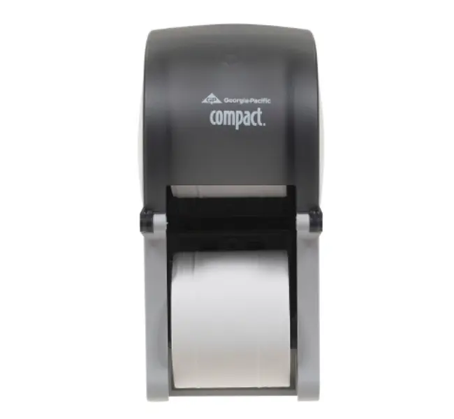 212 MAIN Black Vertical Double Roll Toilet Paper Dispenser, Compact Type Bathroom Accessory for Continuous Use