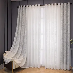 1pc Modern Luxury Embroidered Curtain, Wave Pattern Sheer Drapes, Net Curtains Window for Bedroom Living Room, Room Decor Curtain, All Seasons Use, Minimalist Style
