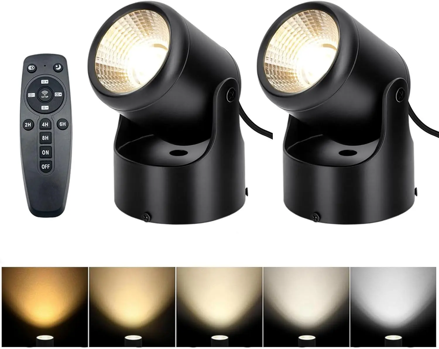 Spot Lights Indoor LED Spot Uplight 2700K-6500K White Color Adjustable Floor Spotlight Lamp Remote Control 120V Spotlight Lamp Accent Lighting LED Uplight 5.9 FT Cord with Switch (2Pack)
