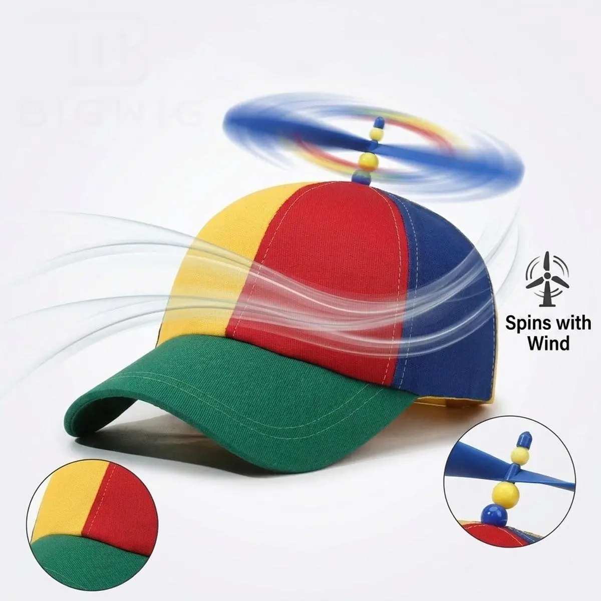 Unisex Retro Classic Color Block Baseball Cap - Funky Spinning Propeller Fan Hat, Casual All-Seasons Sports & Outdoor Hat for Festivals, Picnics, Casual Hat