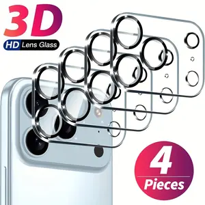 4pcs HD Camera Lens Protector,Compatible with iPhone 17/16/15/14/13/12/11/Pro Max/Pro/Plus/Mini/17 Air/16e,9H Hardness,Complete Lens Coverage,Resistance to Scratches And Impacts,No Affect on Night Shots,Easy to install, Accessories