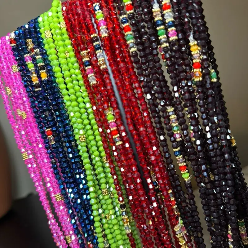 Cristal Small Waist Beads - Vibrant Colors & Shimmering Finish.