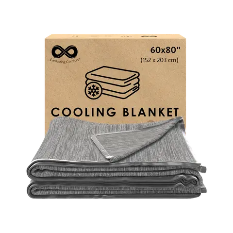 Everlasting Comfort Queen US Standard Knitted Cooling Blanket (60x80in) - Breathable Cold Blanket, Japanese Icy-Cool Ice Fabric, 100% Bamboo Cotton, Double-Sided Reversible, Soft Lightweight, Indoor Solid Bedding for Hot Sleepers' Hot Flash Relief