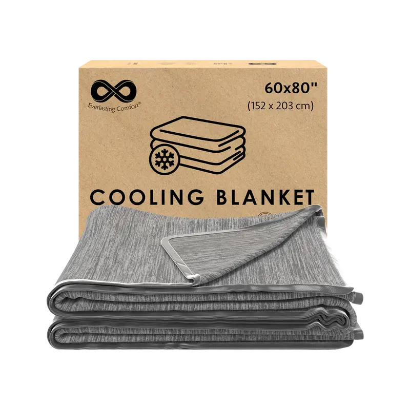 Everlasting Comfort Queen US Standard Knitted Cooling Blanket (60x80in) - Breathable Cold Blanket, Japanese Icy-Cool Ice Fabric, 100% Bamboo Cotton, Double-Sided Reversible, Soft Lightweight, Indoor Solid Bedding for Hot Sleepers' Hot Flash Relief
