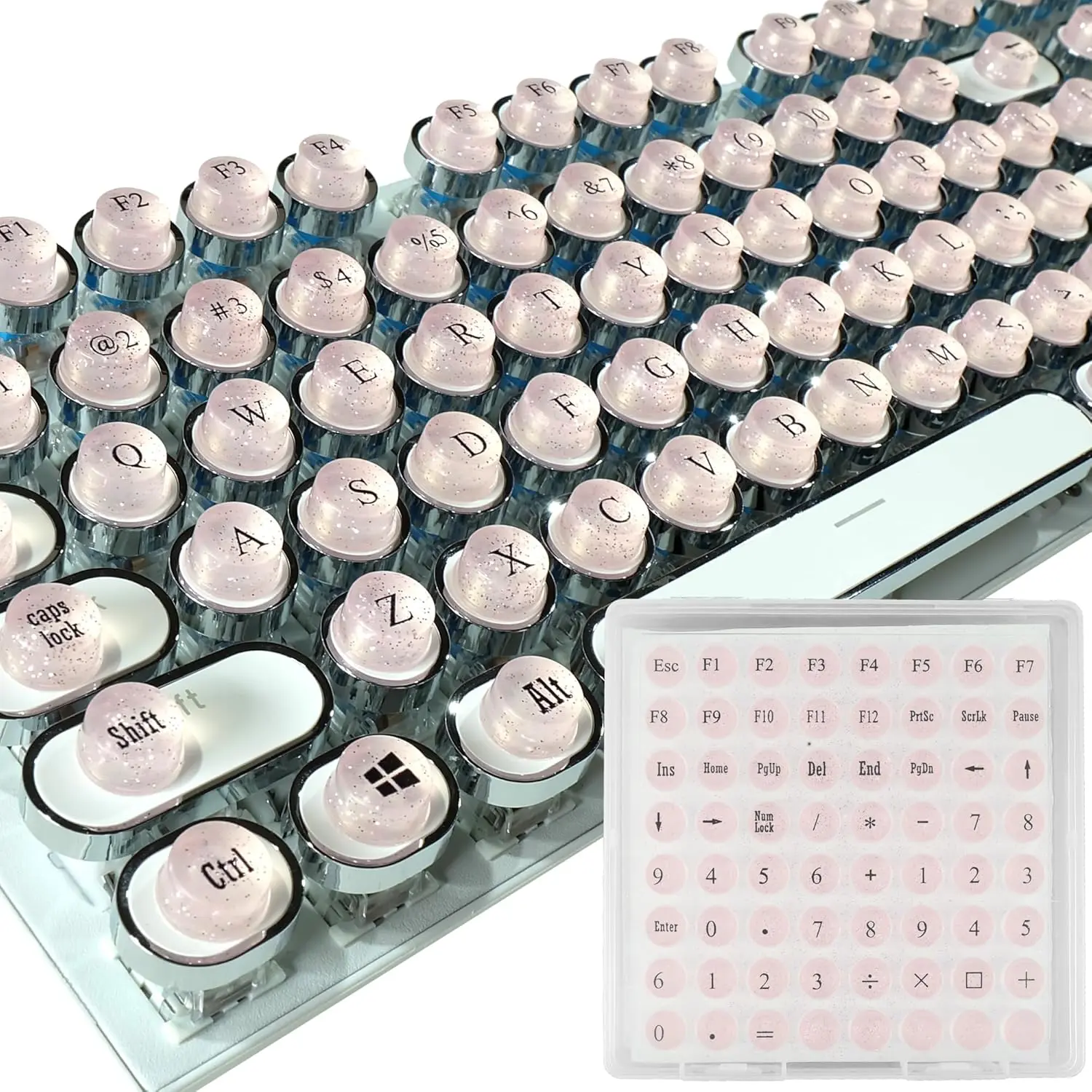 Full-Size Keyboard Key Raiser for Long Nails Typing and Gaming, Gaming Keyboard Accessories, 128 Self-Stick Silicone Keys, Fits Keyboard and Laptop, Silicone Raised Keyboard ( Cylinder)