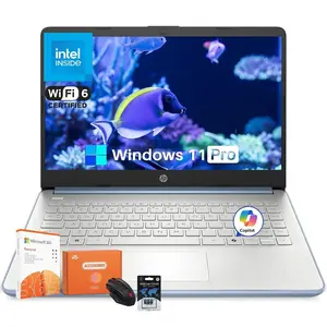 HP 14'' Student Business Laptop Computer - Intel Processor N150, 14 inch HD Display, AI-Powered, Lightweight, Windows 11 Pro, Webcam, up to 16GB RAM, 256 GB Storage,Bundle Accessories Kit