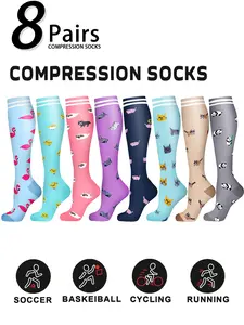 8 Pairs Unisex's Compression Socks, Compression Athletic Socks for Running, Nurses, Pregnant Women, Comfy Breathable Sports Socks for Daily Wear