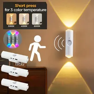 RGB Gradient Motion Sensor Night Light Rechargeable Wall Lamp Magnetic Ambient Light for Hallway Stair Bedroom Living Room