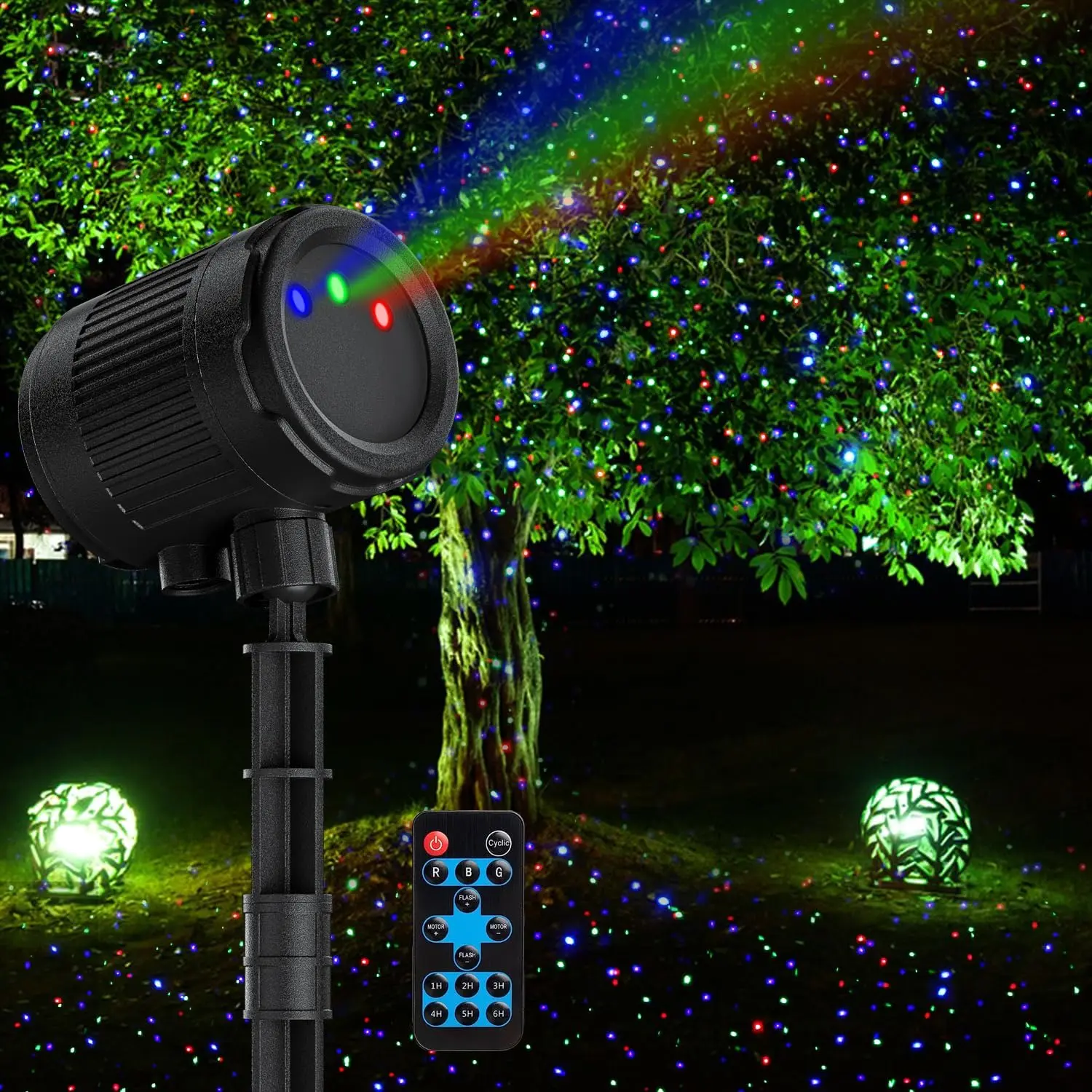 VanSmaGo 3 Color Laser Projector Lights Show with RF Remote, Water proof, For Christmas and Indoor Holiday Decoration, as Gift