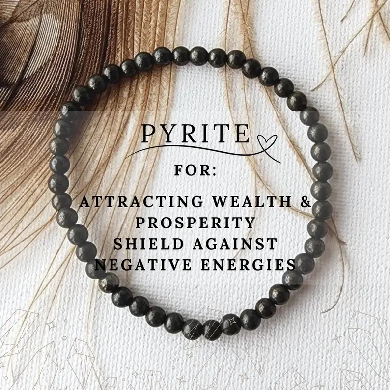 Natural Brassy Stone 4mm Round Beaded Stretch Bracelet - Handmade Elastic Natural Crystal Jewelry for Adults, Wealth-Attracting Protection Gift