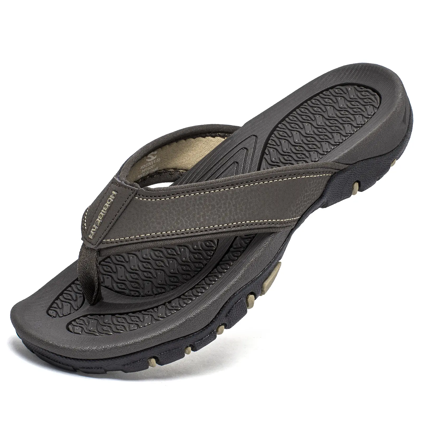 HOBIBEAR Men's Flip Flops - Synthetic Soft Casual Walking Shoes with Rubber Sole, Arch Support, Waterproof Design, Hiking Strap, Ideal for Outdoors, Father's Day Gift Idea