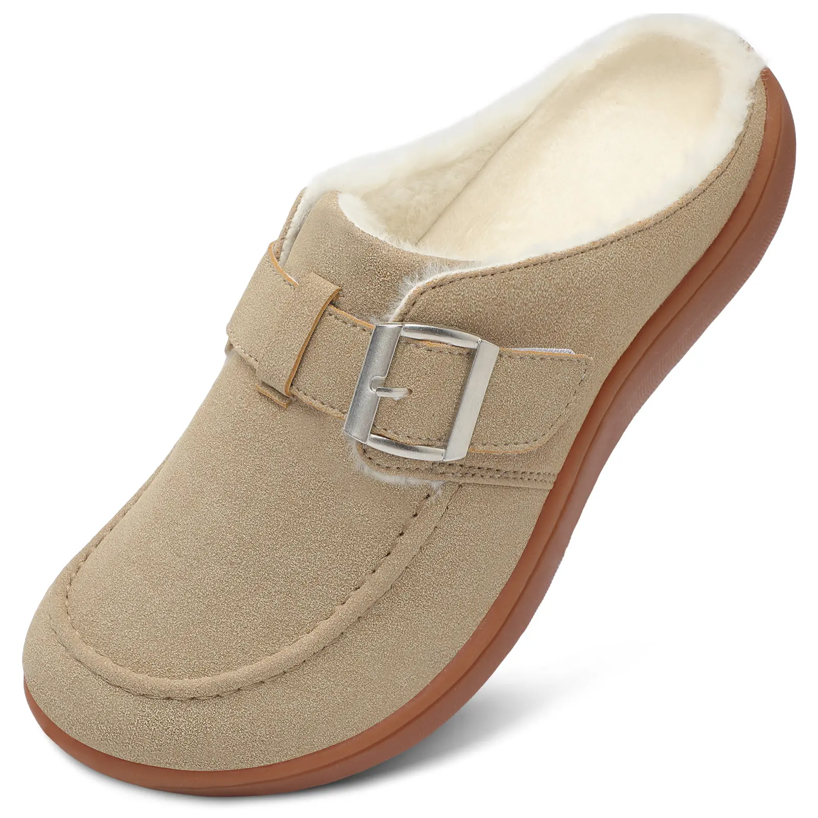 Leisfit Buckled Soft Fuzzy Women's Slippers - Cozy Style Comfy and Cute Fashion Slippers, Wide Mules for Diabetic Edema Swollen Ft Bunions, Warm Memory Foam House Clogs, Indoor-Outdoor Rubber Sole, Fluffy Slides for Long Flights, Footwear, Comfy And Cute,
