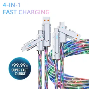 Portable 4-In-1 Charging Cable light, Multi-Functional Anti-Interference Data Line, Type-C to Type-C Fast Charge, Supports 100w Quick Charging & 27w Power Transfer, Multifunctional Colorful Lights Charging Cable