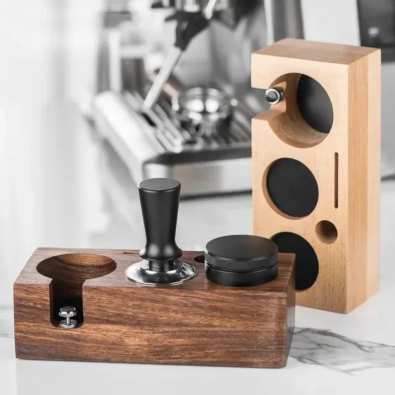 Coffee Tamper Station Stand Wooden Non-slip Espresso Portafilter Holder Coffee brush Filter Storage Stand Barista Accessories