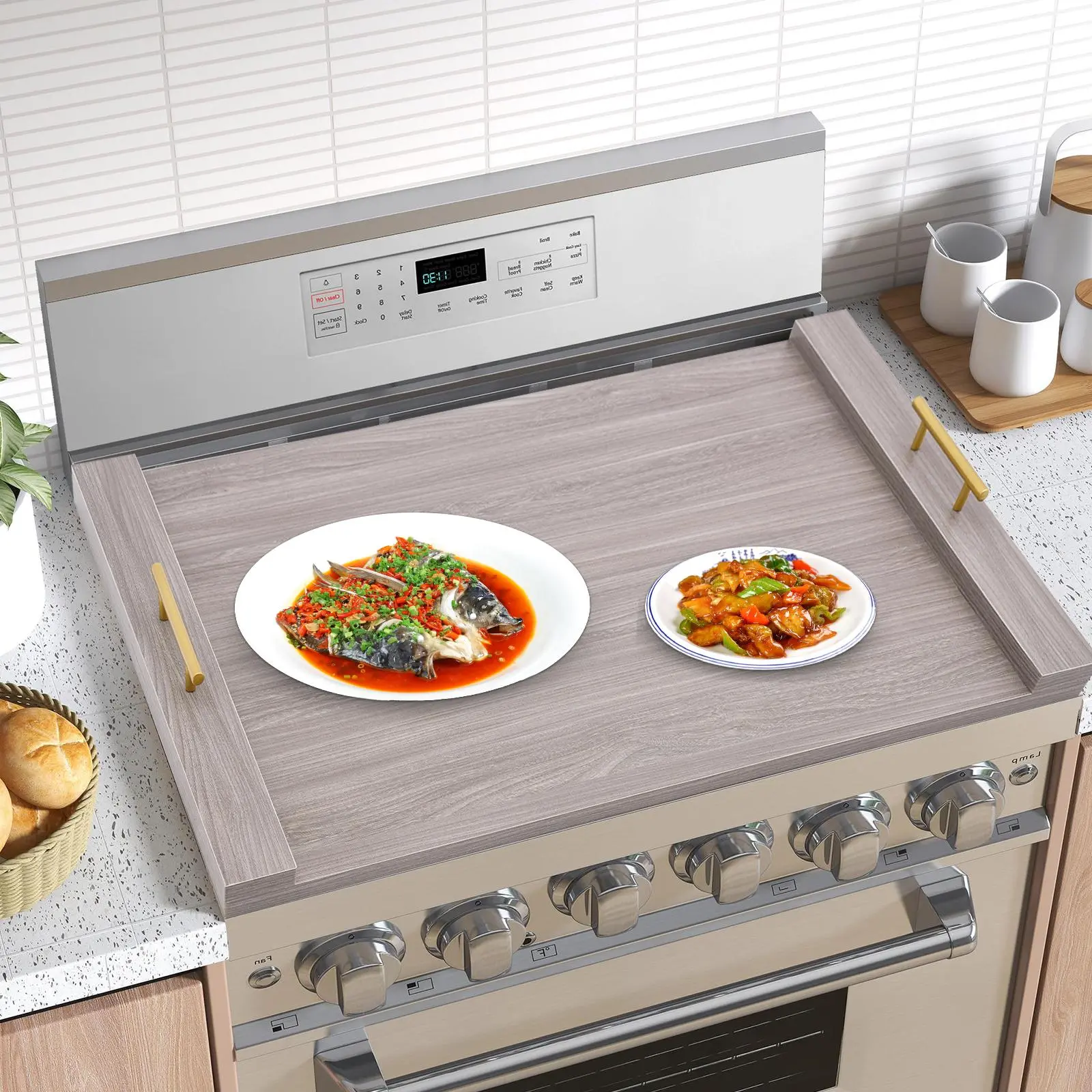 Solid Wood Rectangular Stove Board with Stove Lid - Wooden Rectangular Plates, Kitchenware Noodle Serving Tray, Ideal for Hotels, Summer Use