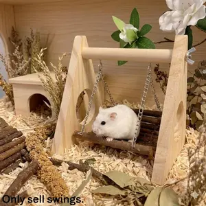 New and new wooden hamster swing suspension bridge design strong metal chain small pet cage landscaping toys