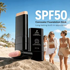Concealer Foundation Stick with SPF 50, 2-in-1 High Coverage Buildable Formula, Natural Matte Finish, Built-in Brush, Long-Lasting Everyday Makeup for All Skin Tones Cosmetic