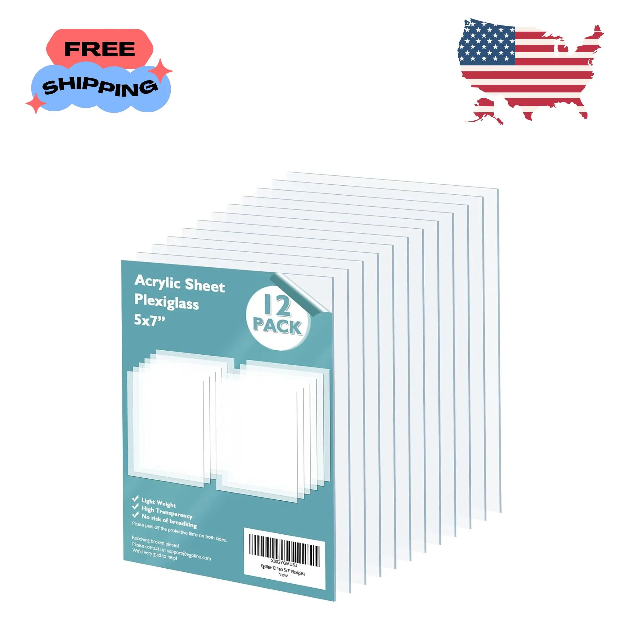 Acrylic Sheets Plexiglass 12 Pack of 5x7’’ 0.04 Thick Clear