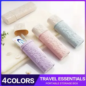 Portable Travel Plastic Toothbrush Holder Organizers with Lid, Compact Storage Case Organizer for Bathroom Essentials, Durable and Lightweight Design, Toothbrush Protector