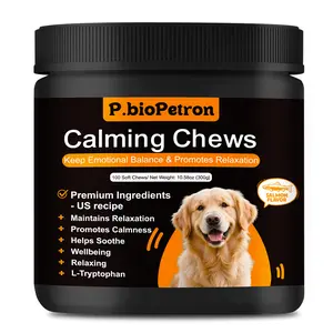 P.bioPetron Calming Chews for Dogs - Hemp Chew + Melatonin - Anxiety Relief - Sleep Aid - Relaxing Treats - Stress Relief During Fireworks, Storms, Thunder, Barking（100 Soft Chews）