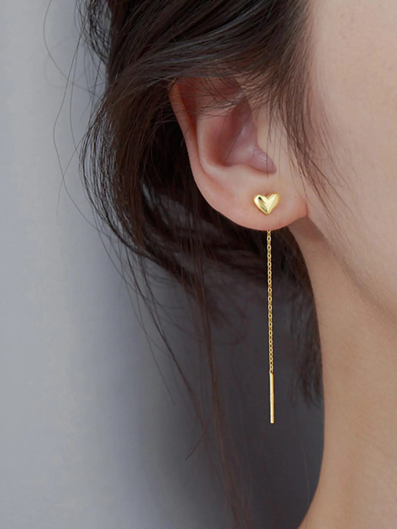 Women's Elegant Trendy Heart Shaped Dangle Earrings, Simple Style Plain Color Chain Dangle Earrings, Fashion Matching Dainty Hypoallergenic Jewelry for Daily & Party Decoration Dangly Earrings