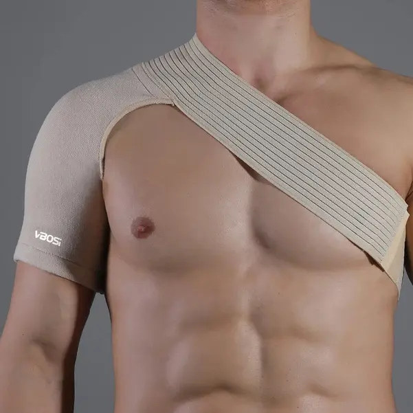Adjustable 1 Size Shoulder Support Brace for Men and Women, Breathable Stretchable Wrap with Athletic Compression for Sports Recovery, One Size, Upper Back