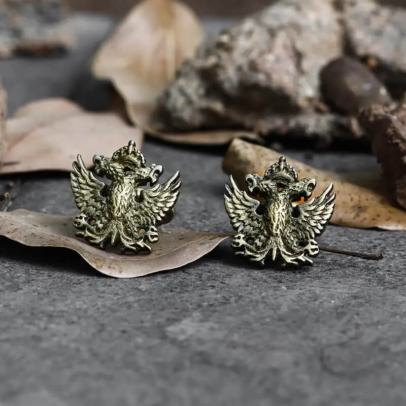 GTHIC Royal Double-headed Eagle Brass Cufflinks, Fashionable Versatile Jewellery Accessories for Guys' Daily Wear