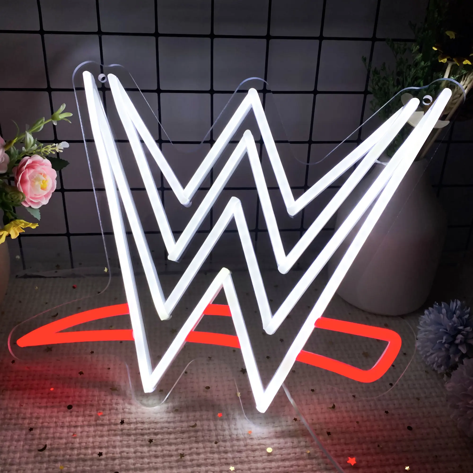 Wrestling Themed Neon Wall Decor, Decorative Neon Light, Atmosphere Lighting, Decorative Lights, a Wrestling Ring wall sign with an acrylic backing and USB power, is a perfect gift for boxers and suitable for bedrooms, parties