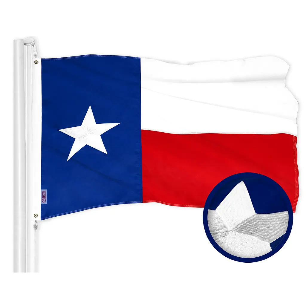 G128 Texas TX State Flag | 4x6 Ft | ToughWeave Series Embroidered 300D Polyester | Embroidered Design, Indoor/Outdoor, Brass Grommets