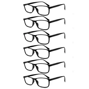 6 Pack Blue Light Blocking Reading Glasses for Men Women Stylish Black Rectangular Frame Spring Hinge Anti Blue Lens Computer Readers