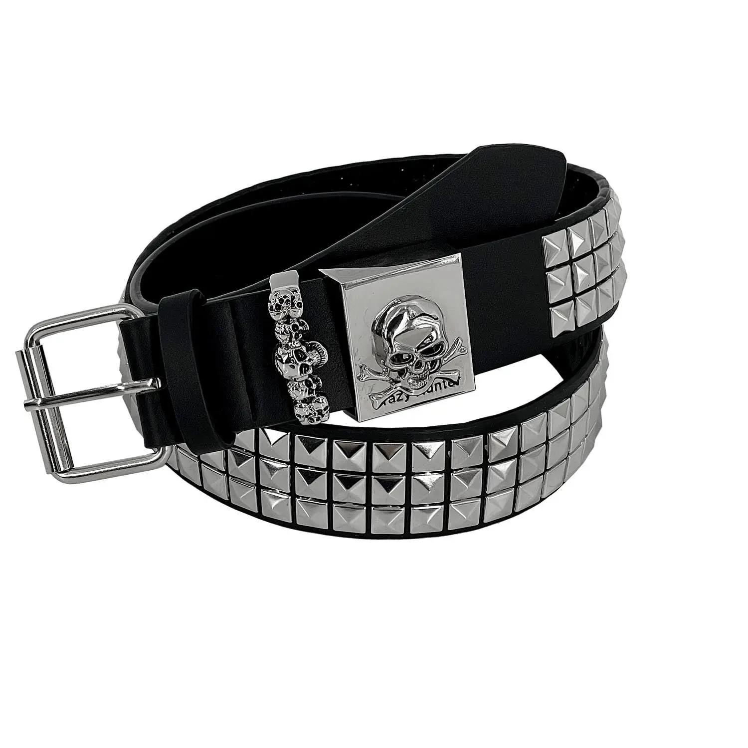 Men's Punk Leather Belt - Biker Belt with Rivets, Studs, Grommets, Bling Threads - Gothic Black Fashion Accessory, Ideal Gift (Leather-Metal Construction), Metal Buckle Belt, Studded Waist Belt