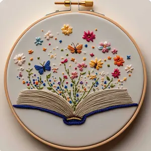 Beginner Kit, Elegant Cross Stitch Set with Printed Cotton Fabric, Thread, Needle, DIY Craft Supplies, 20cm Bamboo Frame, Embroidery Craft