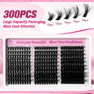 60-80-100D False Eyelash Set, Reusable Lashes 10-18mm, Natural Look, 300 Pieces, Cosplay DIY, Long-Lasting Adhesive Seal