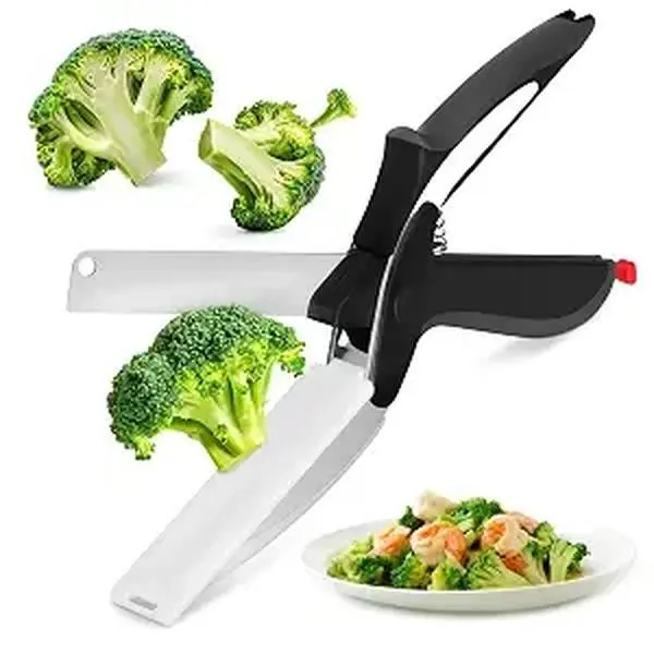 Kitchen Scissors for Food Slicer Cutter,Quick Release/Install Kitchen Shears Cutting Board Knife Combo for Veggie,Carrots,cucumbers,potatoes,Barbecue Dishwasher Safe (Black)
