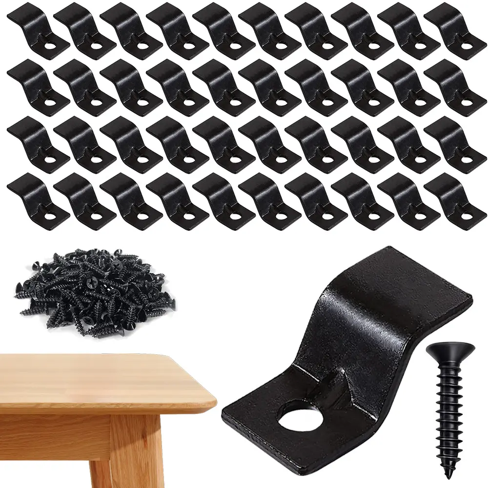 40 piece black metal corner code set - Z-shaped with pre drilled holes and screws - suitable for furniture manufacturers or DIY enthusiasts - perfect for reinforcing wooden frames or bookshelves, durable coating anti rust and wear-resistant