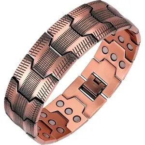 Copper Bracelet for Men, Exquisite High Quality Bracelet, 3X Ultra Strength Magnetic Bracelets, 99.99% Pure Copper with 3500 Gauss Neodymium Magnets, Adjustable