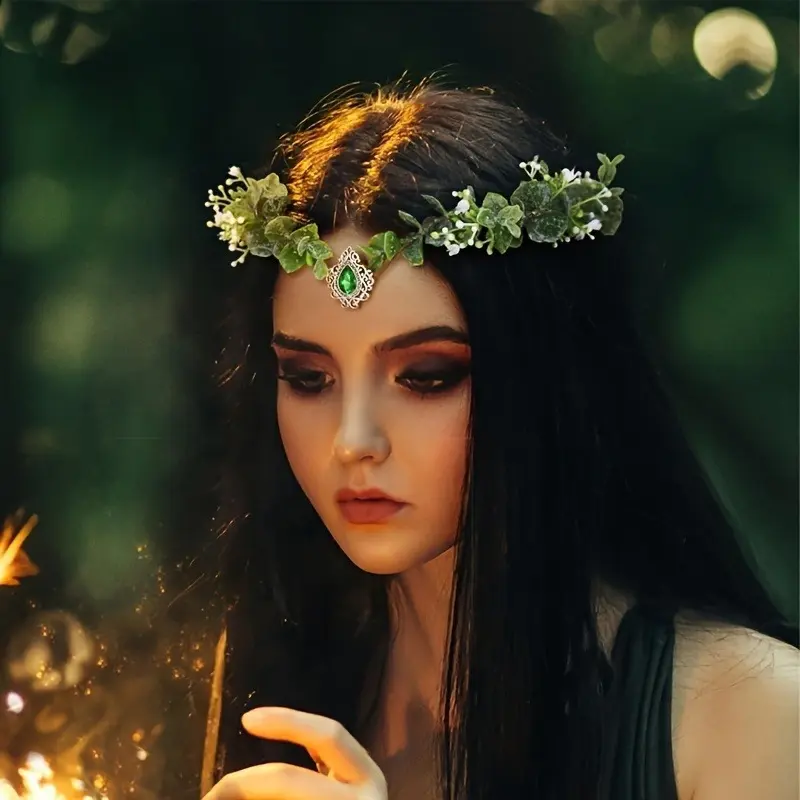 1pcs Fairy Flower Leaf Crown Elf Princess Headdress Elf Headdress Cosplay Halloween Costume Shooting Wedding Flower Crowns