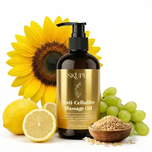 【Perfect Gift】SKUPHI Anti-Cellulite Massage Oil 8 oz - Helps improve the appearance of cellulite - Fast-absorbing body oil - Contains hydrolyzed collagen, grape seed, citrus, and plant stem cells to help improve skin texture - Soothing and smooth body oil