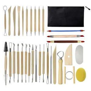 32 piece set of ceramic handmade tools, DIY clay tools, carving knives, stone sculpture clay, soft clay sculpture accessories with storage bag, Crafts