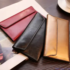 Women’s Long Leather Wallet, Slim Bifold Clutch with Snap Closure, Multi-Card Holder Organizer, Minimalist Business Wallet, Large Capacity Cowhide Purse for Daily & Travel Use