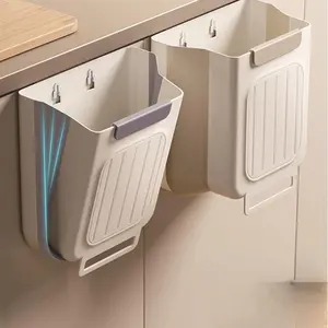 Hang-on-Cabinet Collapsible Trash Bin Thickened Wide Opening Easy Access Kitchen Waste Organizer 10L Capacity Space Saving。