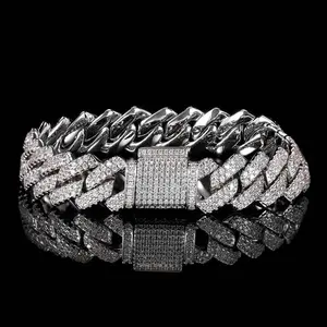 ORP Luxury 14MM High Quality Sparkling Ice Miami Bracelet Premium Jewelry For Man Boy Gift Stainless Steel Zircon Stones Bold Stylish Eye Catching Shine