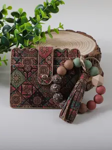 Tassel Keychain, Butterfly Print Card Holder, Vintage Style, Boho Chic, Wristband Keychain, ID Card Case, Portable Hanging Accessory