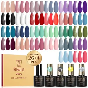 30PCS Gel Nail Polish Set with Base Coat and Glossy Matte Glitter Top Coat Gel Polish, 26 Multicolored Gel Nail Set for Beginners Nail Art at Home