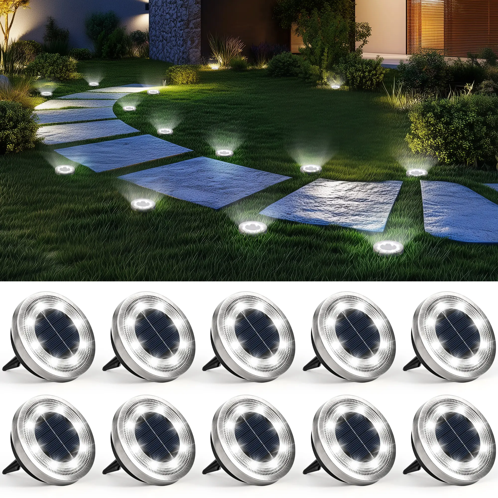 SOLPEX Solar Ground Lights Outdoor Waterproof, Solar Lights Outdoor Solar Powered Pathway Lights, Landscape Lighting for Garden Walkway Driveway Backyard Décor，summergarden