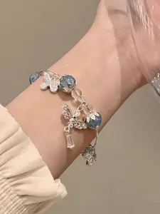 Floral Butterfly Charm Bracelet, New Chinese Style Fashion Accessory, Perfect Gift for Best Friends Birthday Celebration