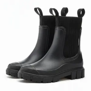 Women’s Chelsea Rain Boots, Waterproof Non-Slip Ankle Boots for Rainy Day Outdoor Wear